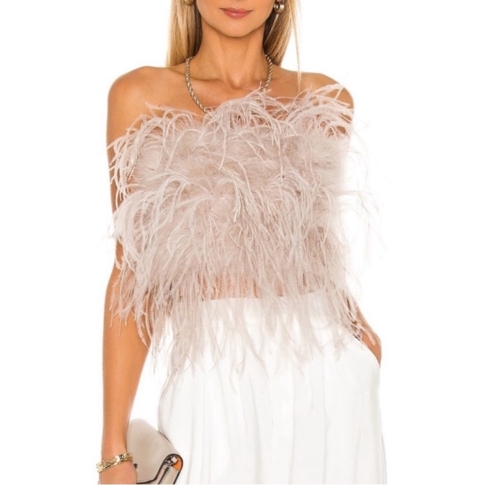 Lamarque Feathered Crop Top in Dusty Pink - Picture 10 of 12